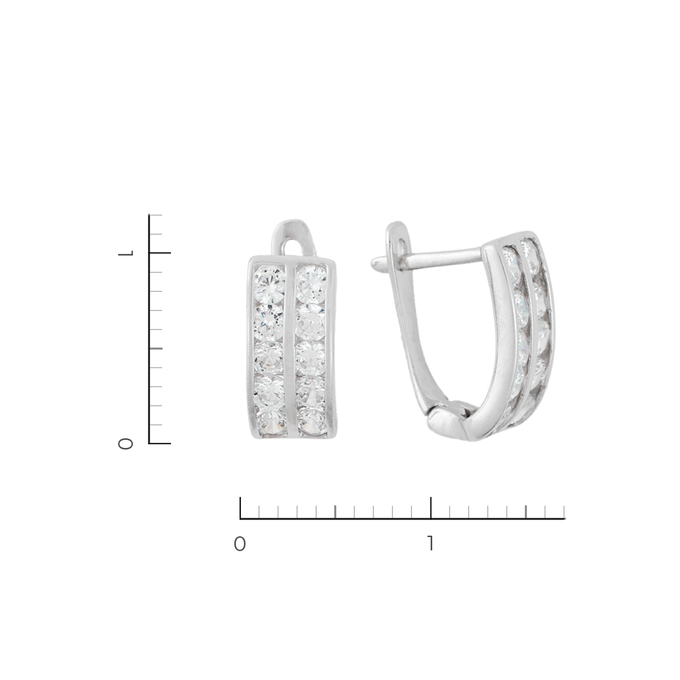 Серьги из белого золота 585 пробы c 20 фианитами