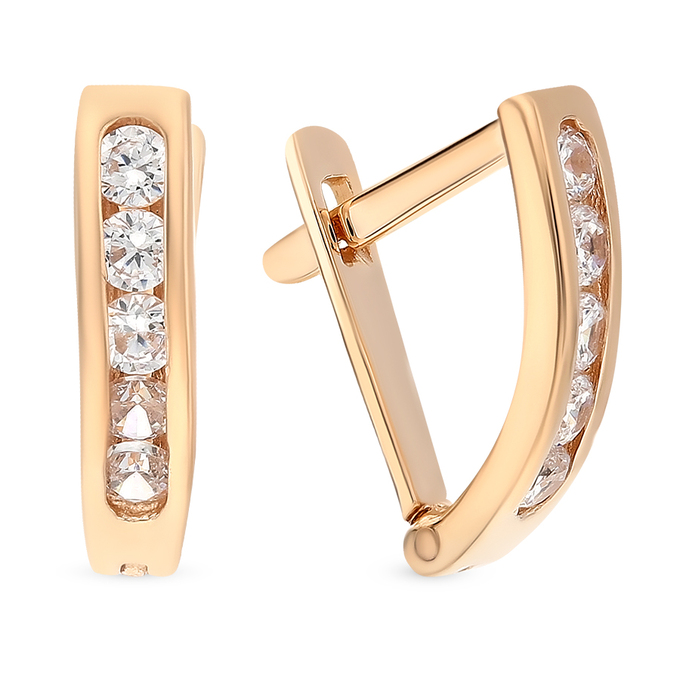 Серьги из золота 585 пробы c фианитами
