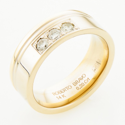 Кольцо из комбинированного золота 585 пробы c 3 бриллиантами Л47084656 фото 1