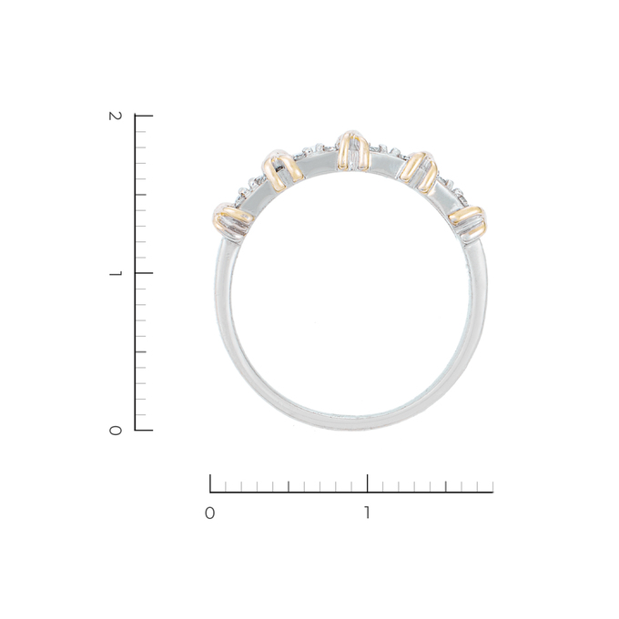 Кольцо из комбинированного золота 585 пробы c 8 бриллиантами