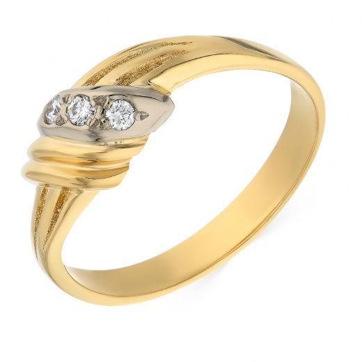 Кольцо из комбинированного золота 750 пробы c 3 бриллиантами 018494 фото 1