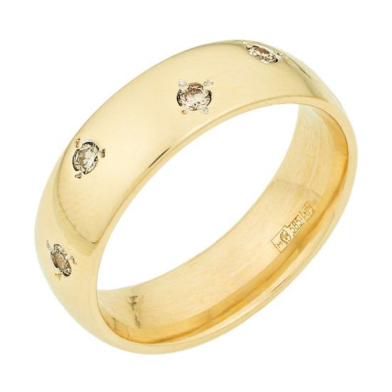 Кольцо из желтого золота 585 пробы c 10 бриллиантами