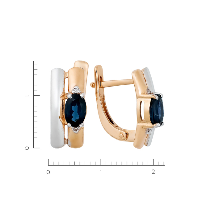 Серьги из золота 585 пробы с сапфирами и бриллиантами, Л 4507 2587 за 33600