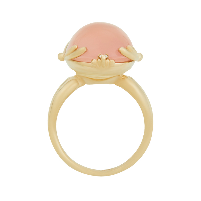 Кольцо из золота 585 пробы c бриллиантами и розовым кварцем, Л 2811 7798 за 69900