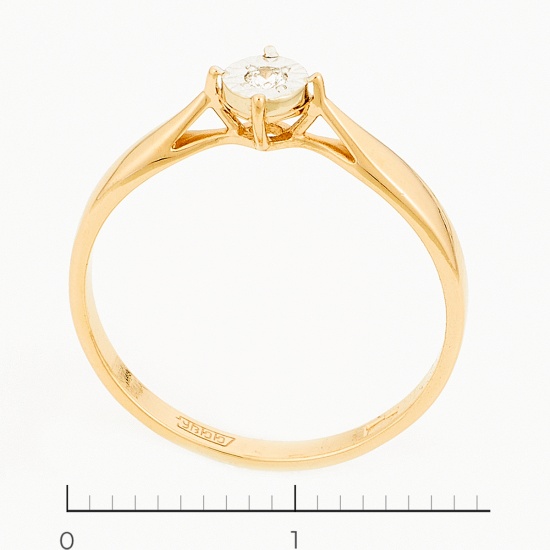 Кольцо из комбинированного золота 585 пробы c 1 бриллиантом, Л29120406 за 5625