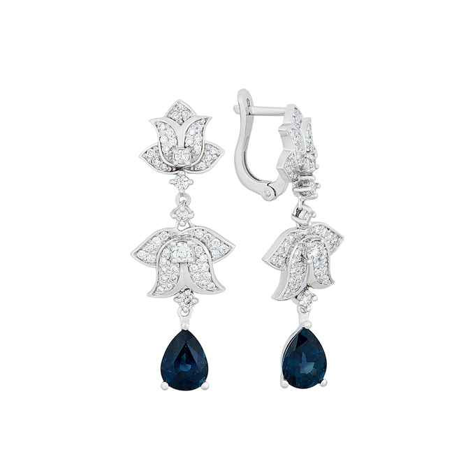Серьги из золота 750 пробы c сапфирами и бриллиантами, К 0000 3628 за 219000