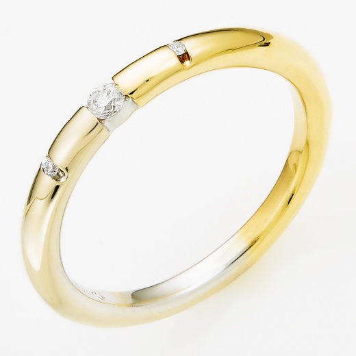 Кольцо из комбинированного золота 750 пробы c 3 бриллиантами Л64003305 фото 1