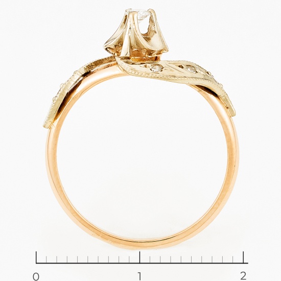 Кольцо из комбинированного золота 585 пробы c 7 бриллиантами, Л64014450 за 17700