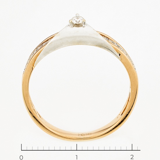 Кольцо из комбинированного золота 585 пробы c 21 бриллиантами, Л57027357 за 12450