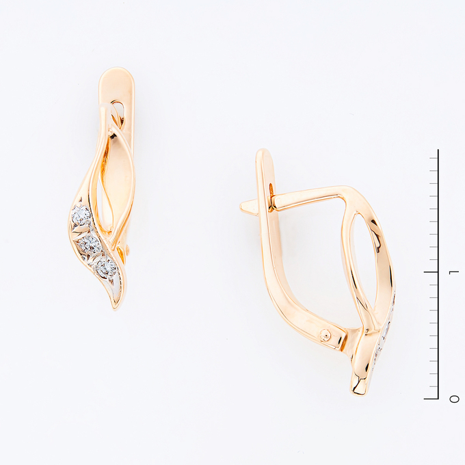 Серьги из золота 585 пробы c 6 бриллиантами