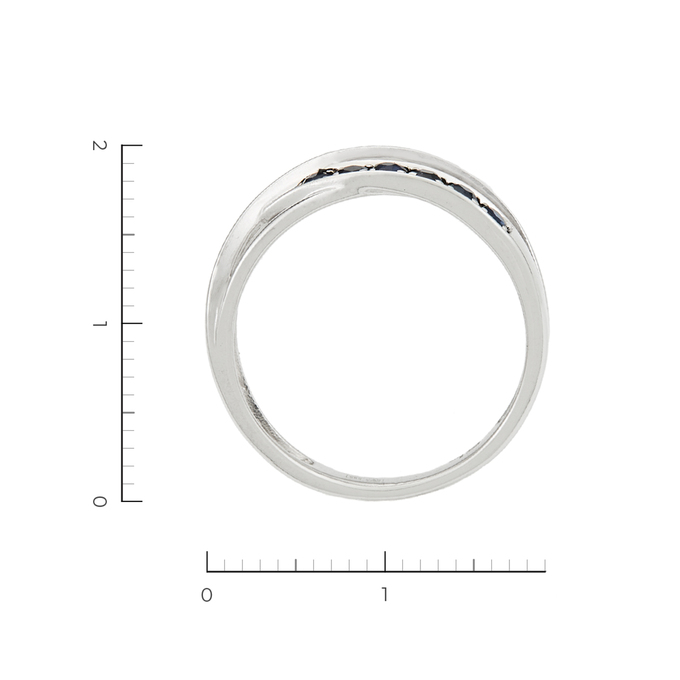 Кольцо из белого золота 585 пробы c 19 бриллиантами и 7 сапфирами