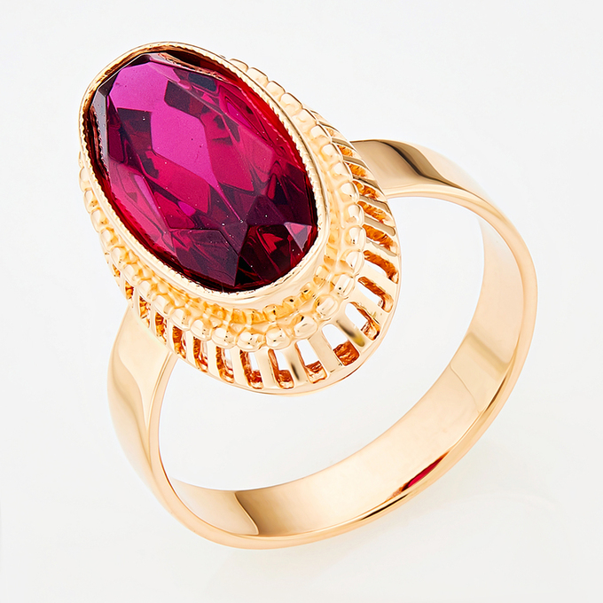 Кольцо из красного золота 583 пробы c 1 корундом