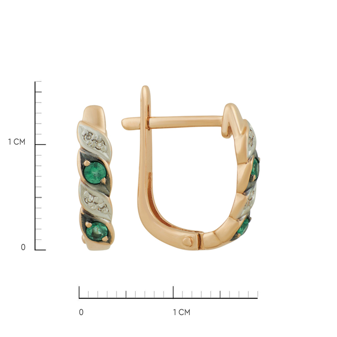 Серьги из золота 585 пробы c изумрудами и бриллиантами, Л 4807 8492 за 19600