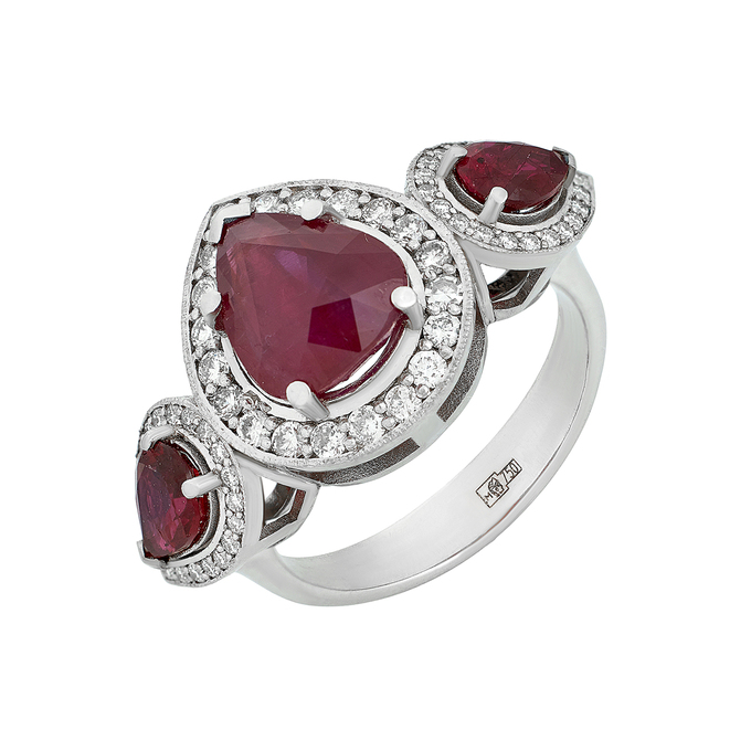 Кольцо из золота 750 пробы c рубинами и бриллиантами, Л 2811 7612 за 650000