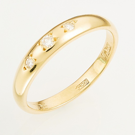Кольцо из желтого золота 750 пробы c 3 бриллиантами Л37046571 фото 1