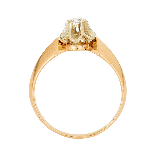 Кольцо из комбинированного золота 585 пробы c 1 бриллиантом, Л09104109 за 19920