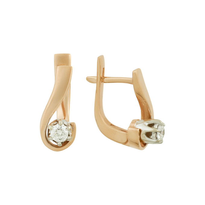 Серьги из золота 585 пробы c бриллиантами