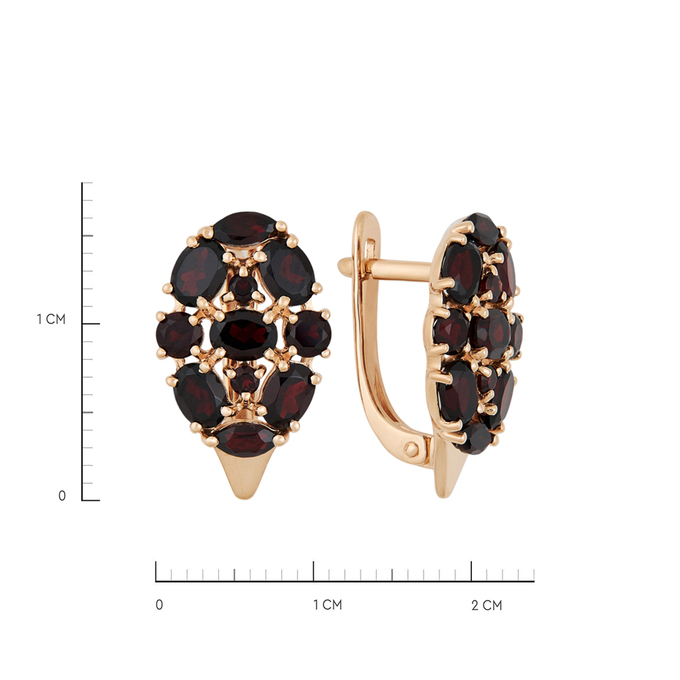 Серьги из золота 585 пробы c гранатами, К 0000 3825 за 37200