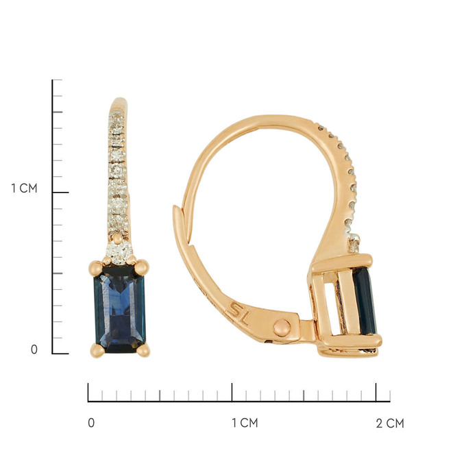 Серьги из золота 585 пробы c сапфирами и бриллиантами, Ц О007 2442 за 22240