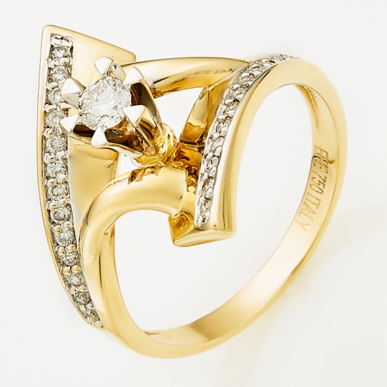 Кольцо из комбинированного золота 750 пробы c 27 бриллиантами, Л61015986 за 103200