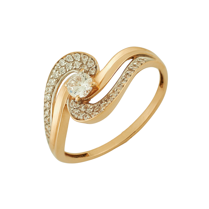 Кольцо из золота 585 пробы c фианитами