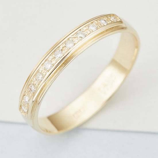 Кольцо обручальное из желтого золота 585 пробы c 11 бриллиантами