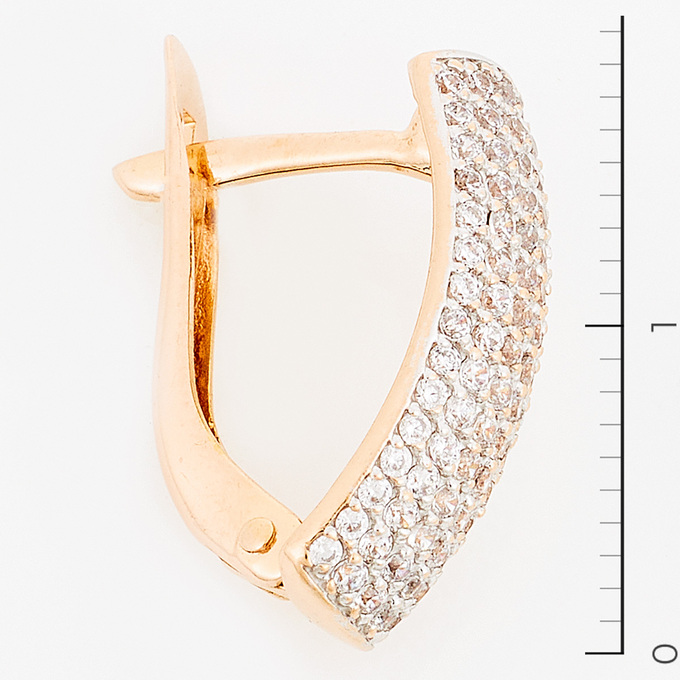 Серьги из красного золота 585 пробы c фианитами