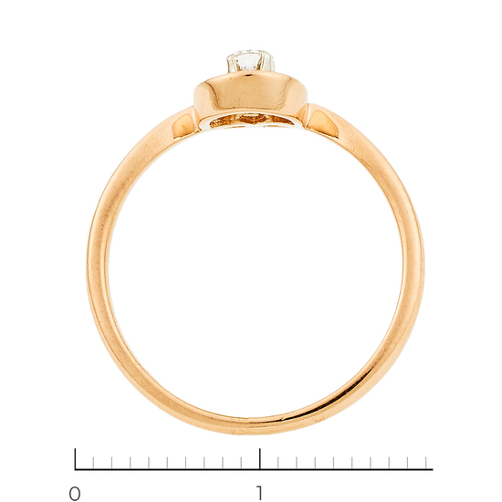 Кольцо из комбинированного золота 583 пробы c 1 бриллиантом, Л31121984 за 11560