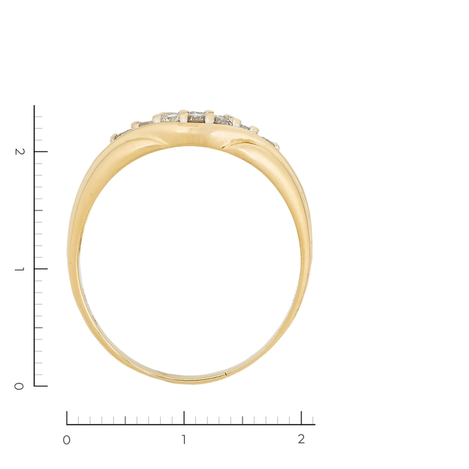 Кольцо из комбинированного золота 750 пробы c 10 бриллиантами, Л 1911 2781 за 54250