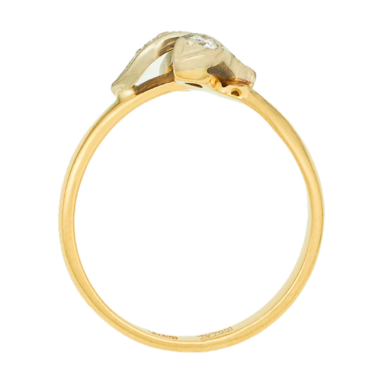 Кольцо из комбинированного золота 750 пробы c 3 бриллиантами, Л09105051 за 25140