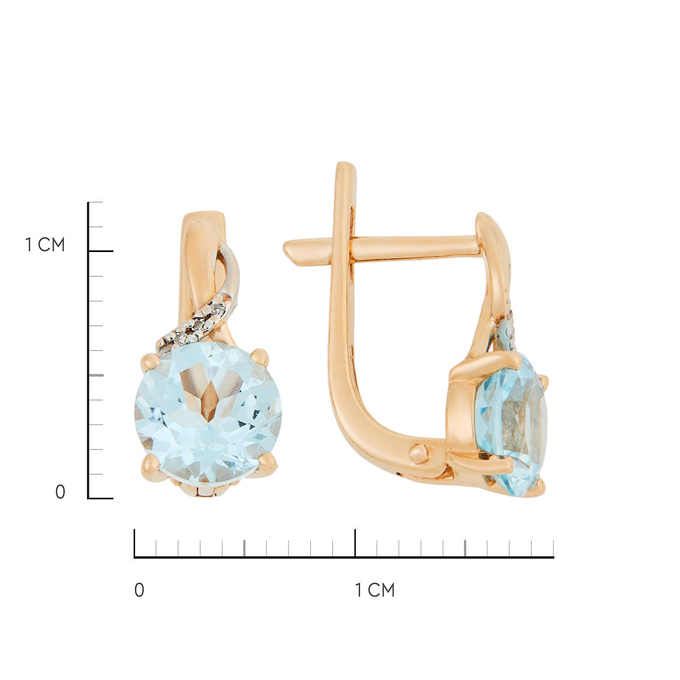 Серьги из золота 585 пробы с топазами и бриллиантами, Ц О007 4122 за 21500