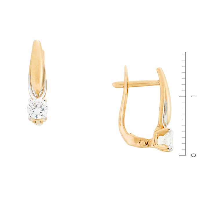 Серьги из красного золота 585 пробы c фианитами