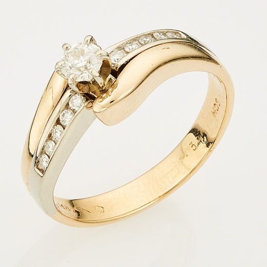 Кольцо из комбинированного золота 500 пробы c 11 бриллиантами Л33076332 фото 1