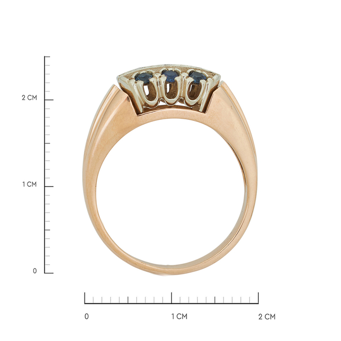 Кольцо из золота 585 пробы c 6 сапфирами и 3 бриллиантами
