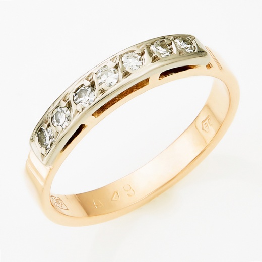Кольцо из комбинированного золота 583 пробы c 7 бриллиантами Л52049794 фото 1
