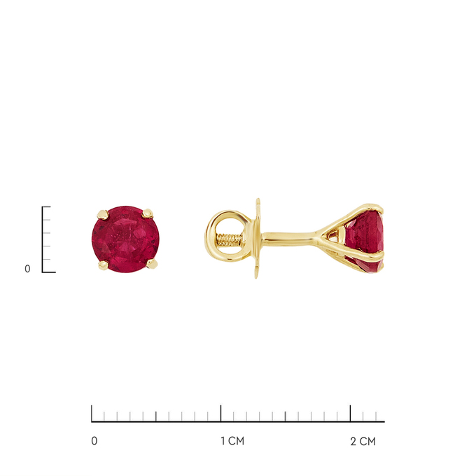 Серьги из золота 585 пробы c облагороженными рубинами, Ц О007 1553 за 15000