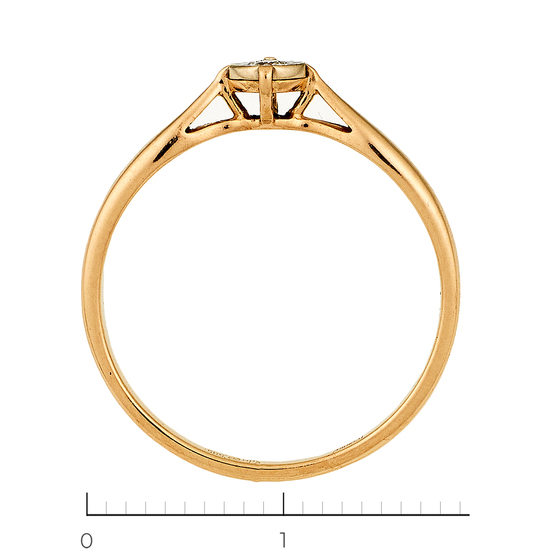 Кольцо из комбинированного золота 585 пробы c 1 бриллиантом, Л73021327 за 8100