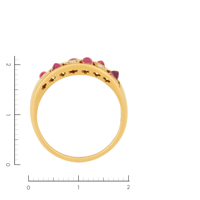 Кольцо из желтого золота 750 пробы c 6 рубинами и 6 бриллиантами, Л 4507 1855 за 54300