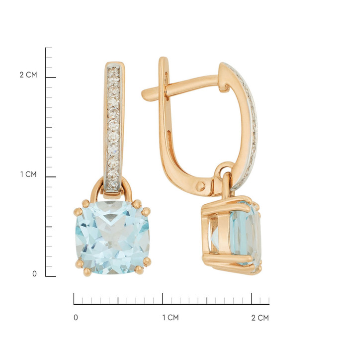 Серьги из золота 585 пробы с топазами и бриллиантами, Ц О007 6055 за 44000