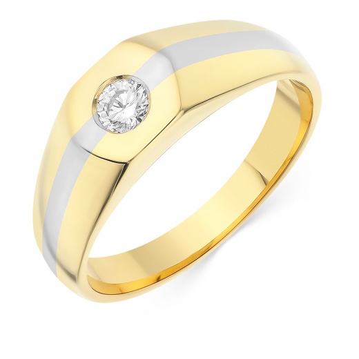 Кольцо из комбинированного золота 750 пробы c 1 бриллиантом Л54024204 фото 1