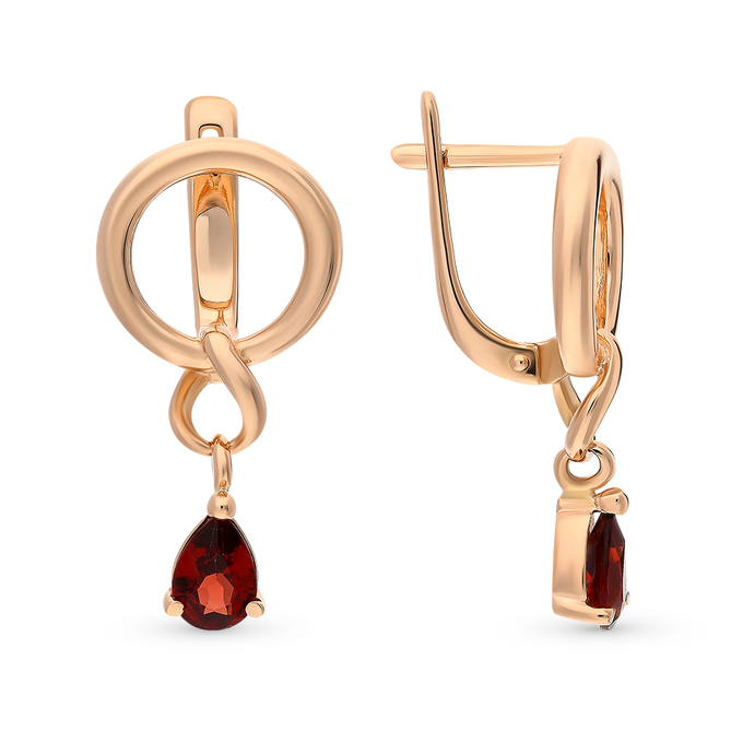 Серьги из золота 585 пробы c гранатами