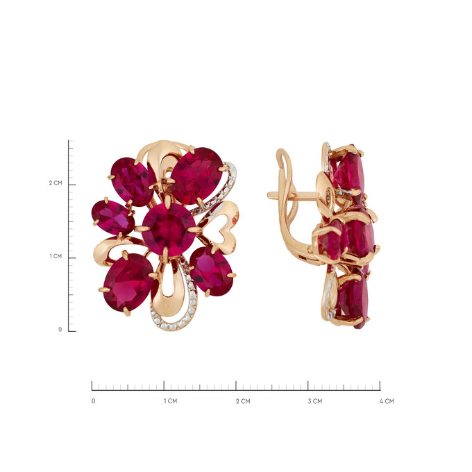 Серьги из золота 585 пробы с корундами, Ц О007 4297 за 87600