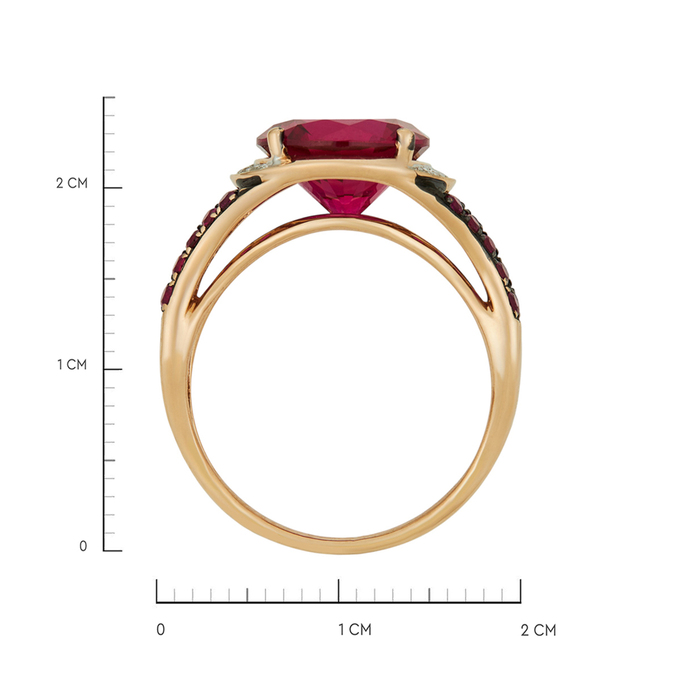 Кольцо из золота 585 пробы c бриллиантами и синтетическими рубинами, Л 4807 7085 за 39120
