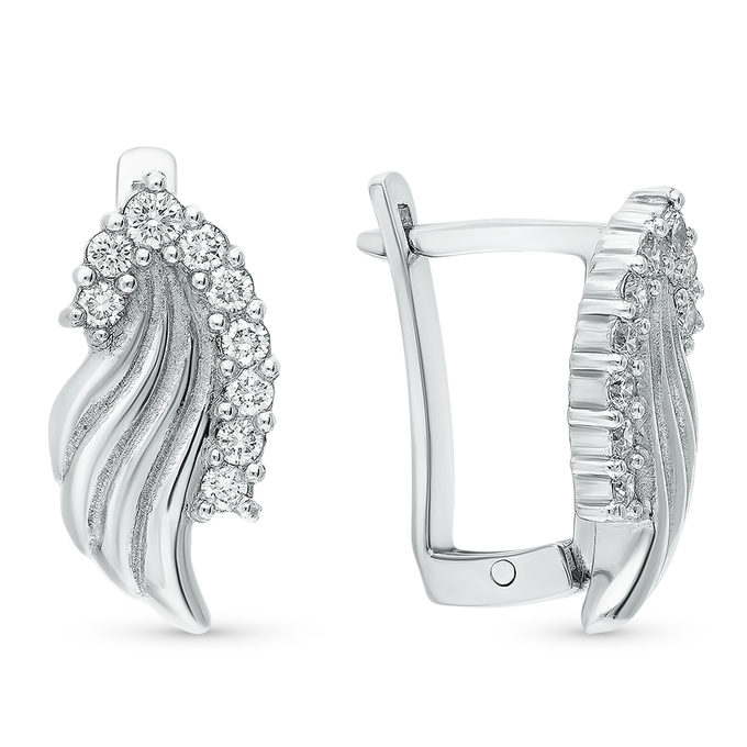 Серьги из белой платины 950 пробы c 18 бриллиантами