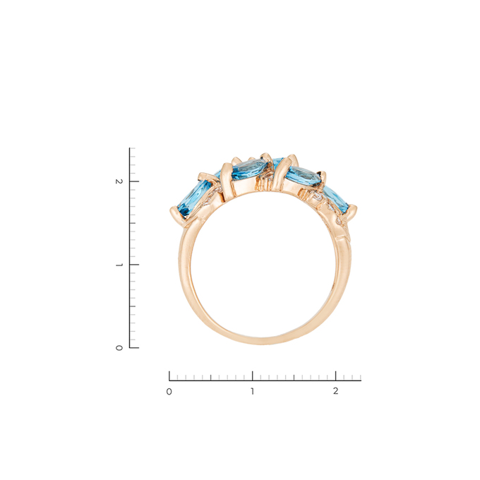Кольцо из золота 585 пробы c 6 топазами и 15 фианитами, Л 5804 7167 за 36880