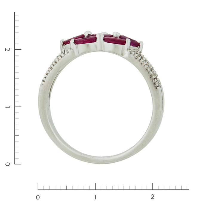 Кольцо из золота 585 пробы c 34 бриллиантами и 7 рубинами, Л 4709 0777 за 51730