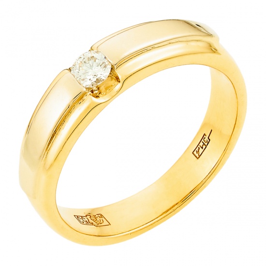 Кольцо из комбинированного золота 750 пробы c 1 бриллиантом, Л28083755 за 21555