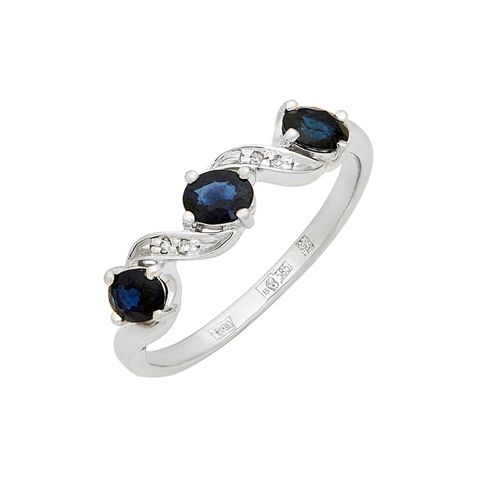 Кольцо из золота 585 пробы c сапфирами и бриллиантами, Л 2316 7140 за 32720