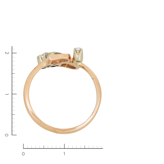 Кольцо из комбинированного золота 585 пробы c 4 бриллиантами, Л 2010 5209 за 32400