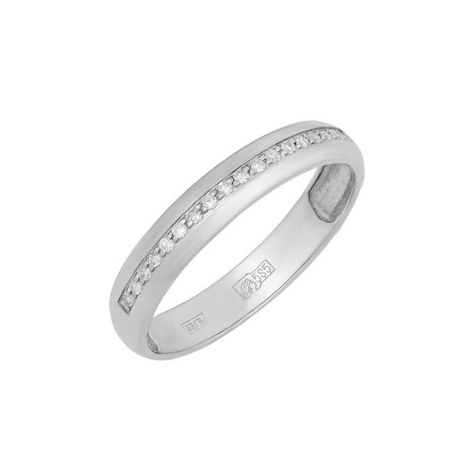 Кольцо обручальное из золота 585 пробы c бриллиантами